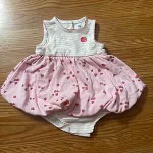 Little Me Pink Strawberry Print Skirted Bodysuit